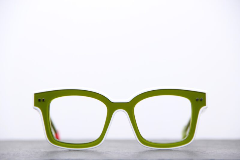 Lunette de vue rectangulaire Sabine be Be idol line verte, liseré blanc