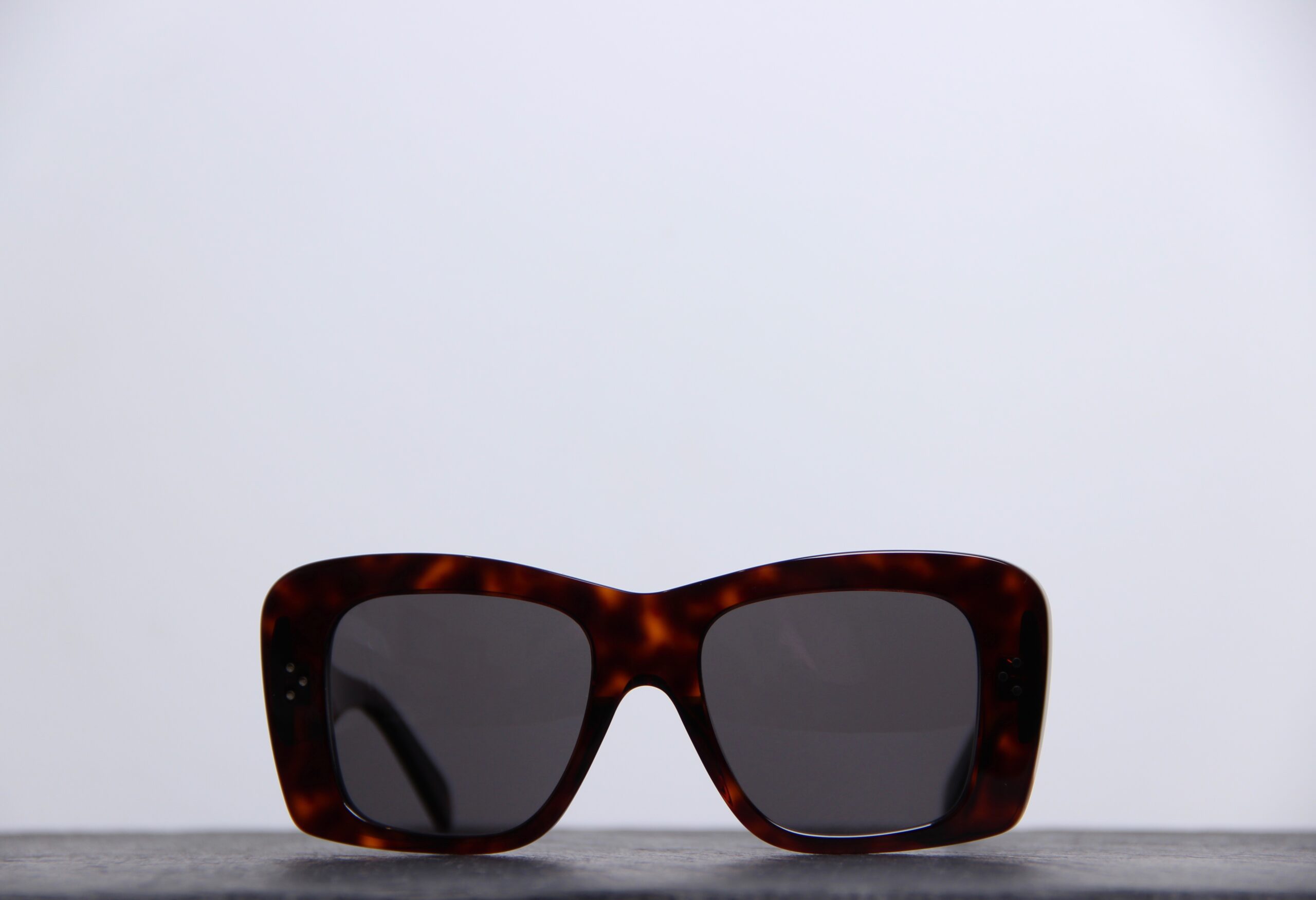 Lunettes de soleil Céline Acétate, écaille Rousse, Rectangulaire avec verres gris