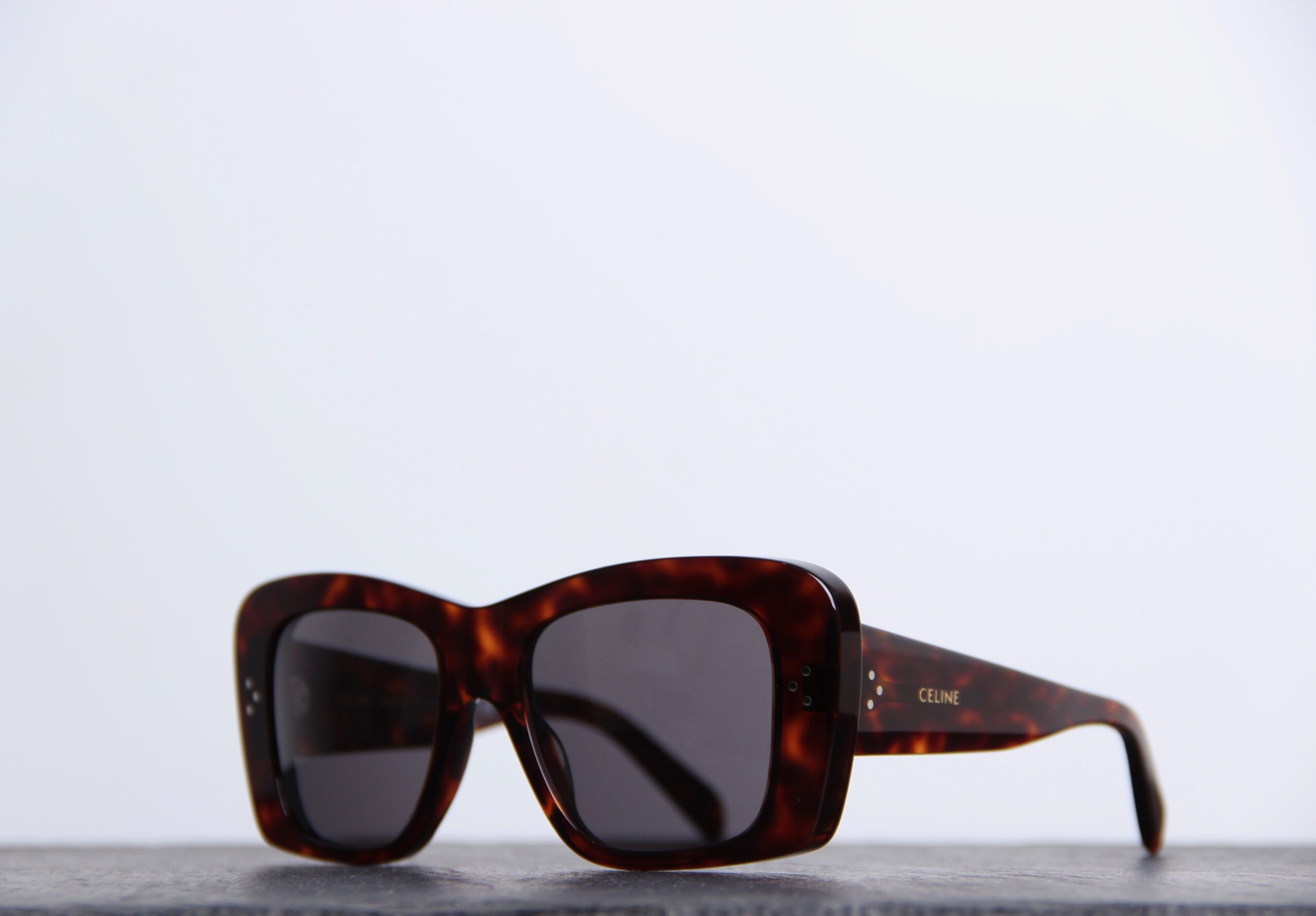 Lunettes de soleil Céline Acétate, écaille Rousse, Rectangulaire avec verres gris
