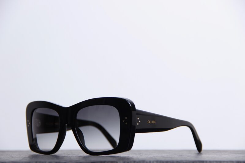 Lunettes de soleil Céline Acétate Noir, Rectangulaire avec verres gris dégradés