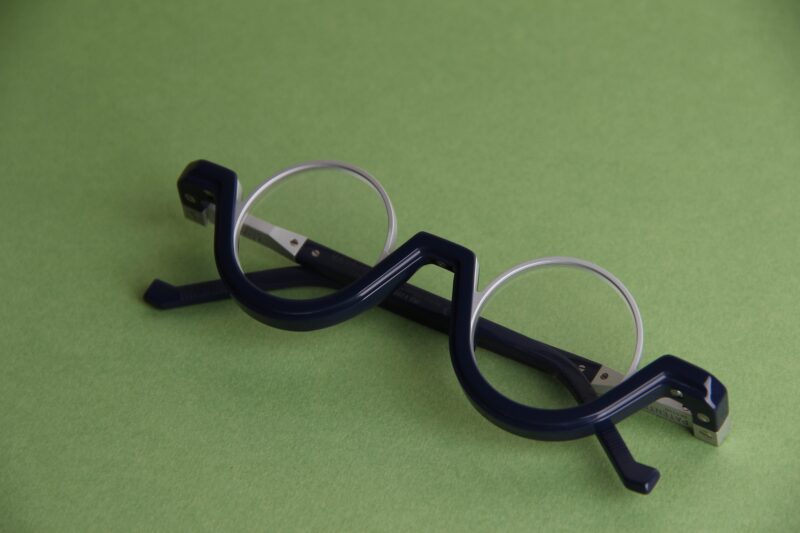 Lunettes de vue VAVA, de forme ronde, bleue navy et Aluminium gris