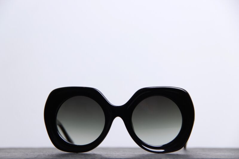 Lunettes de soleil Noir Hexagonale, Yohji Yamamoto, Verres vert dégradés